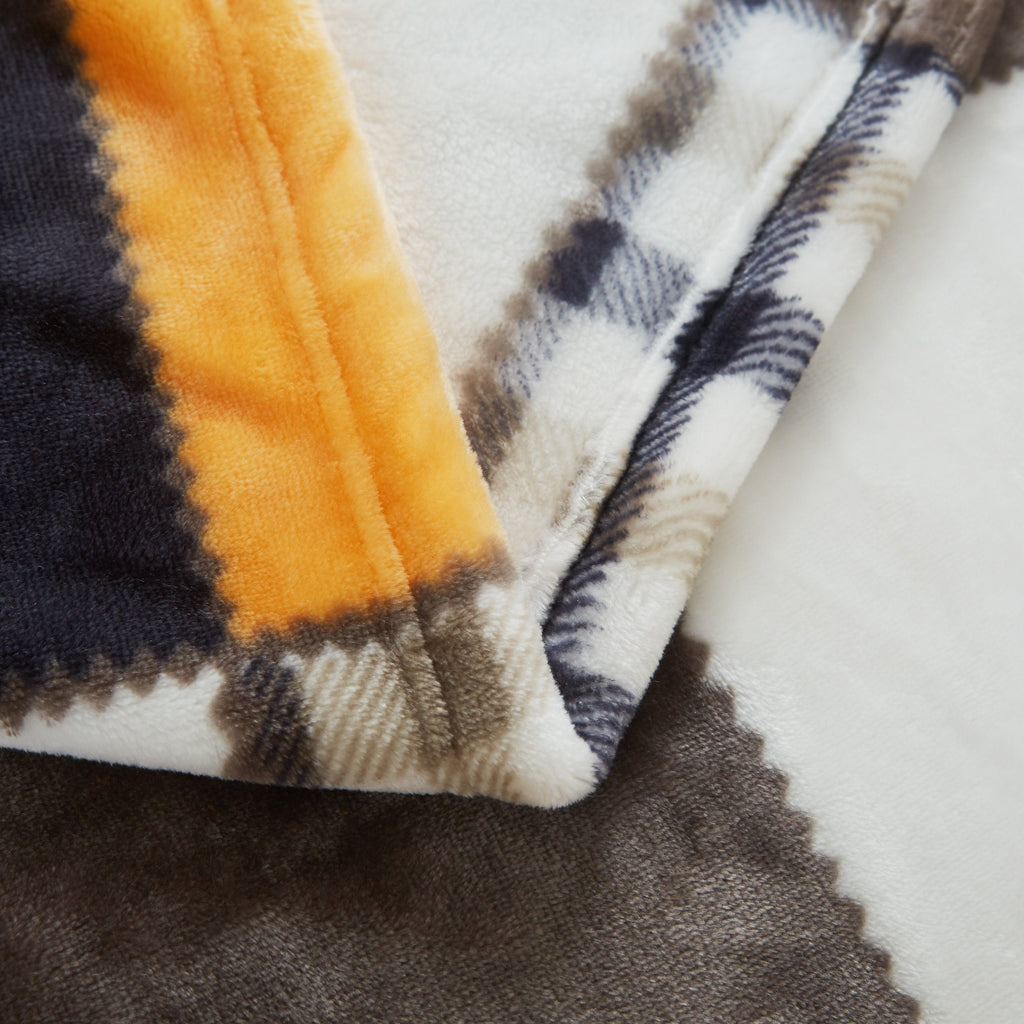 Fall Farmhouse Plaid Patchwork Fleece Throw