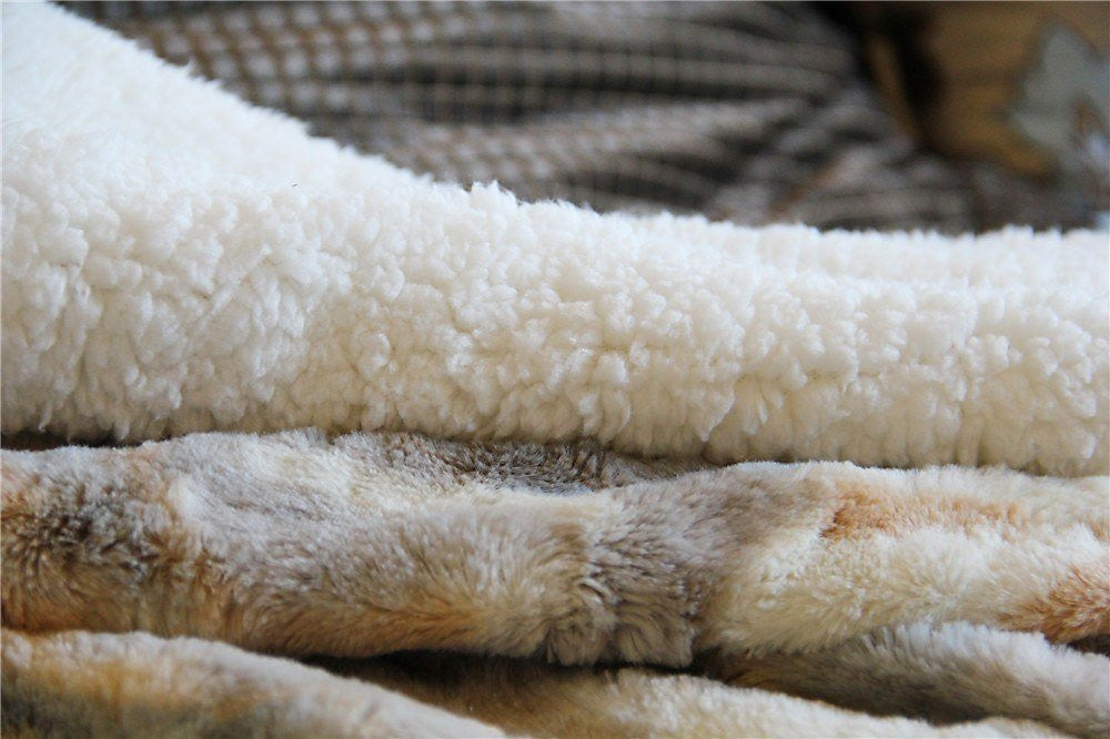 Luxury Russian Lynx Faux Fur Throw Blanket