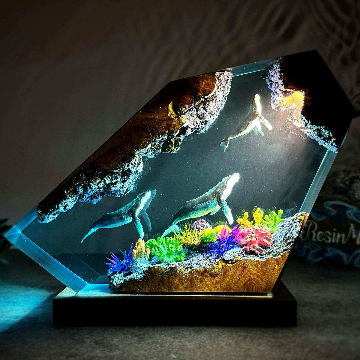 Humpback Whale Resin & Wood Night Lamp | 3 Sizes