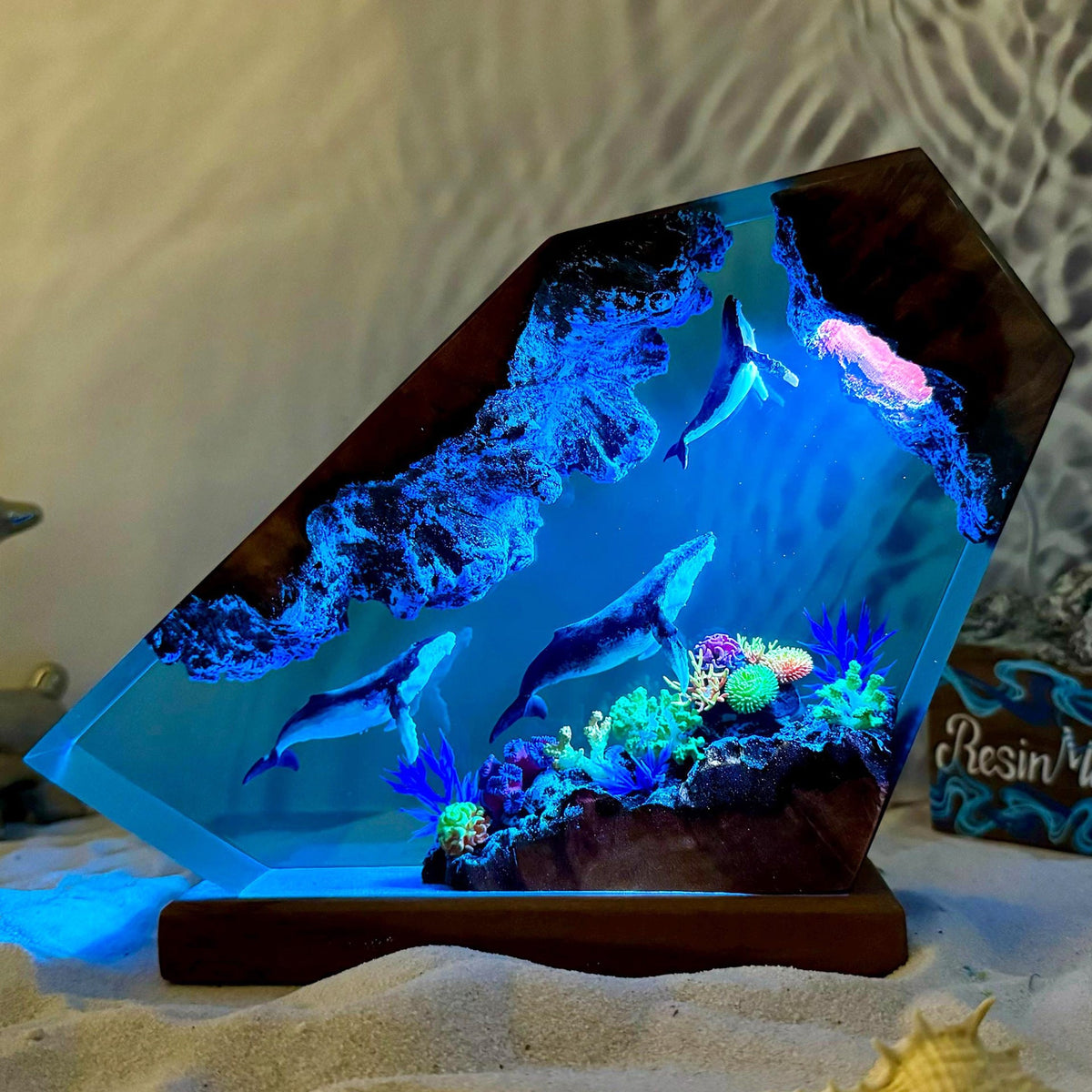 Humpback Whale Resin & Wood Night Lamp | 3 Sizes