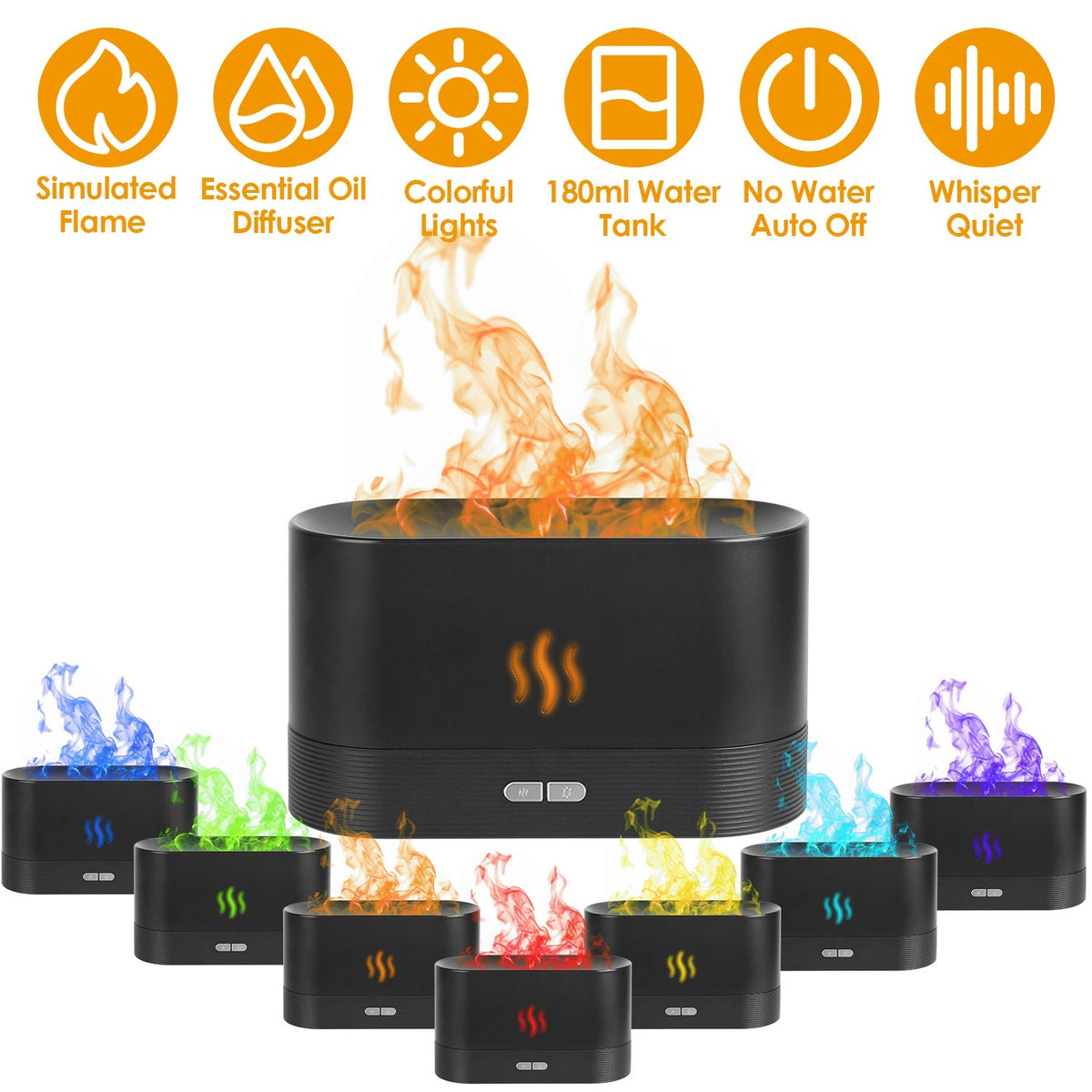 3D Flame Aroma Diffuser | Colorful Lights | Auto Shut-Off