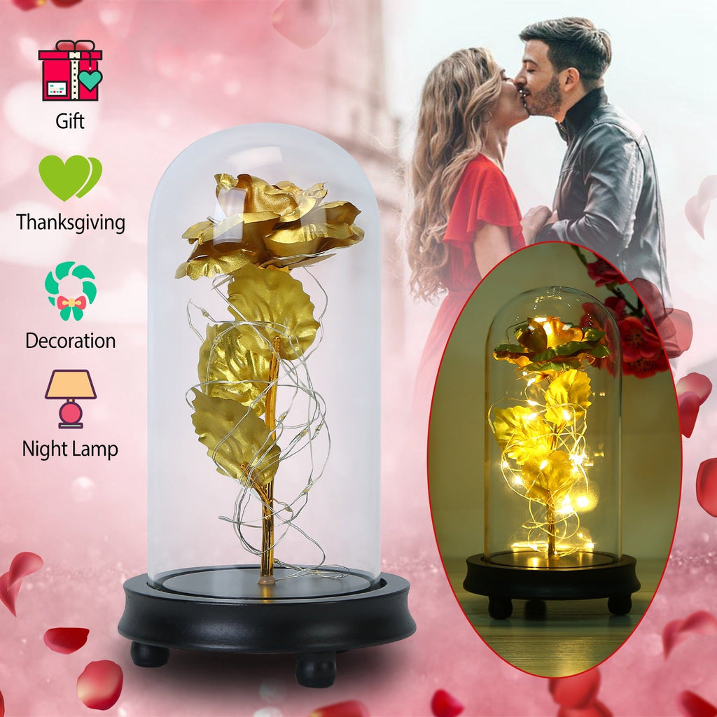 Enchanted Rose LED Lamp in Glass Dome