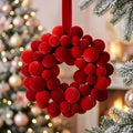 Red Velvet Two-Tone Ball Ornament Wreath – 24"
