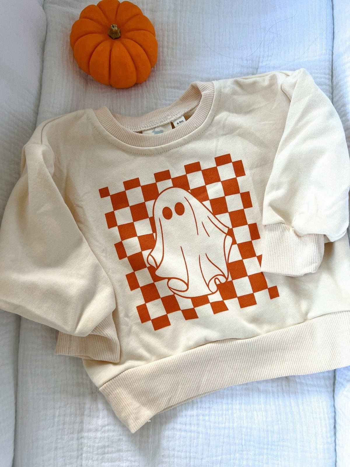 Checkered Ghost Kids Crewneck Sweatshirt