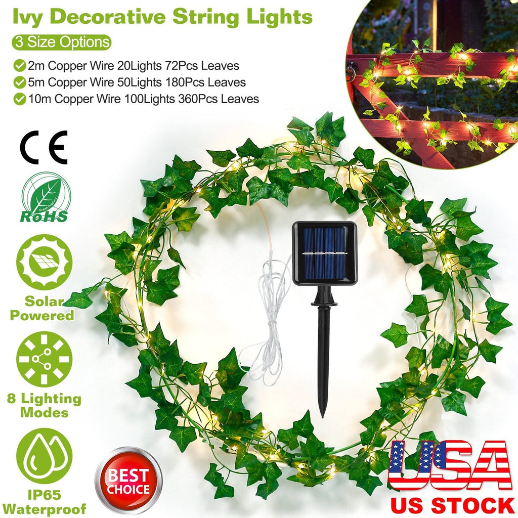 Ivy Leaf Solar Fairy String Lights