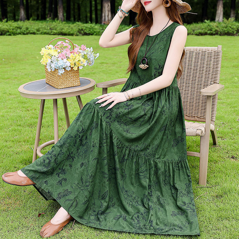 Robe d'été en soie et coton à porter en extérieur