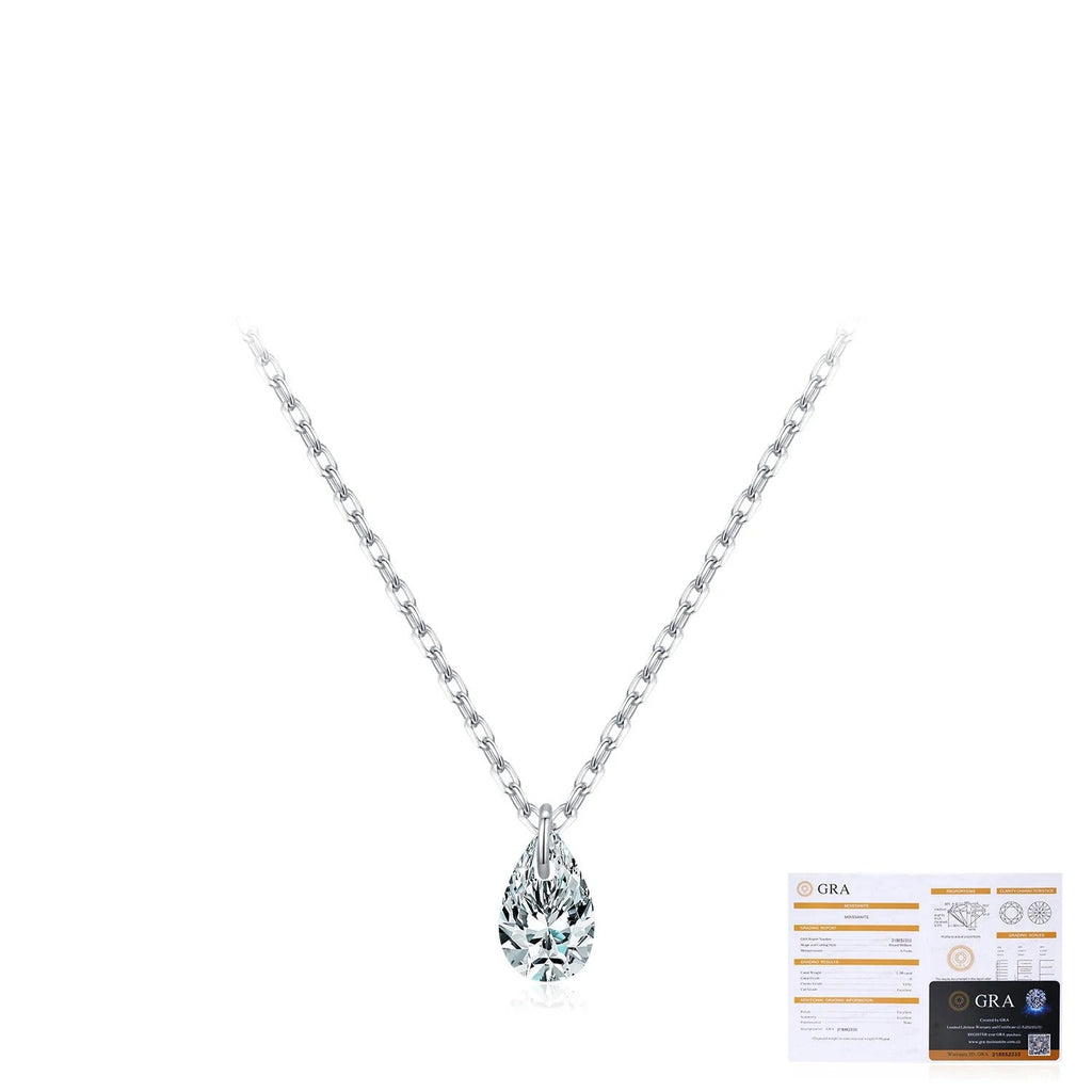 Teardrop Moissanite Pendant Necklace | Sterling Silver