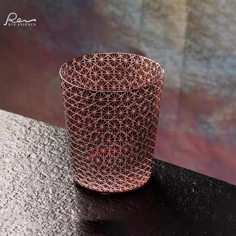 Satsuma Red Kiriko Crystal Glass | Chrysanthemum Cut | Single or Pair