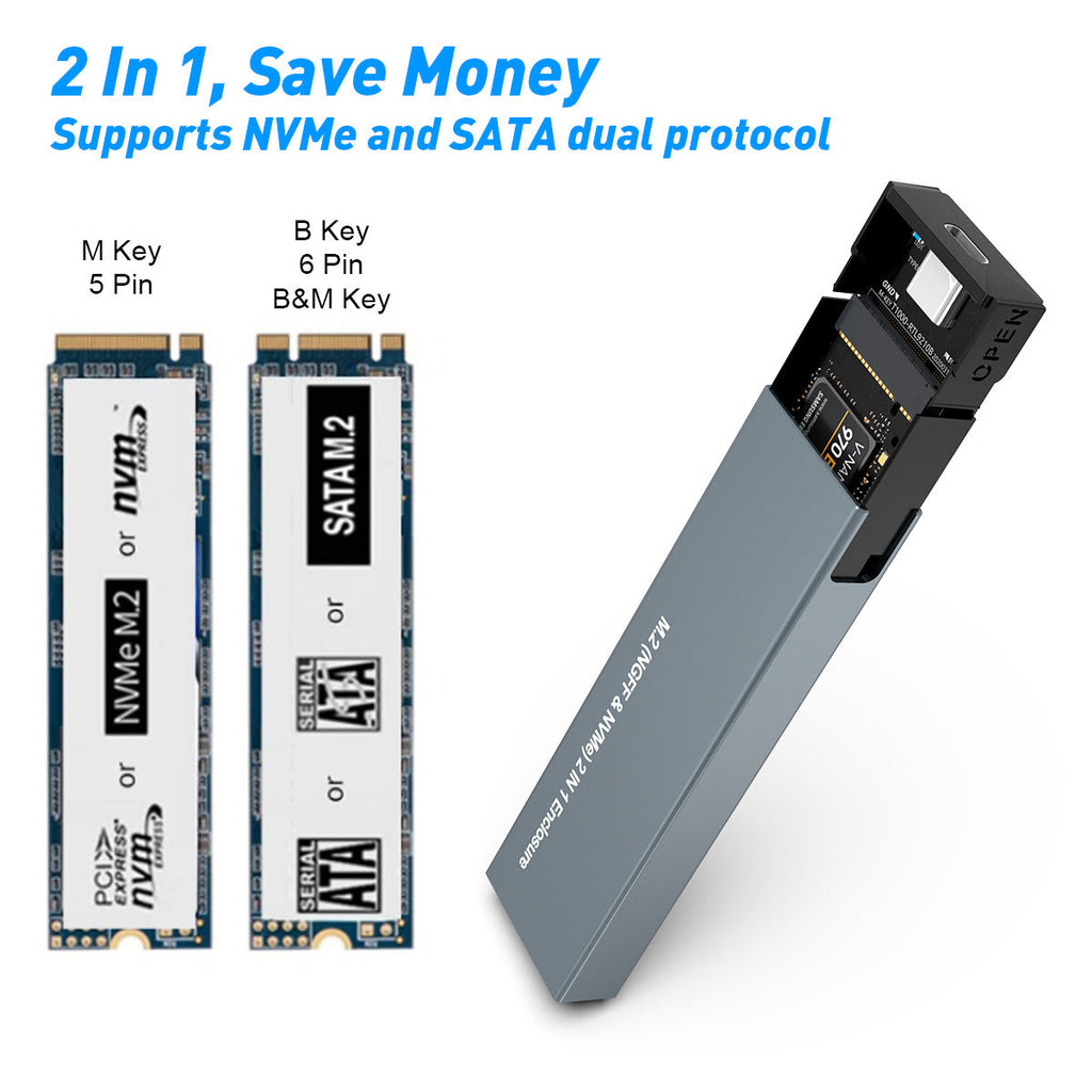 10Gbps Dual Protocol M.2 Hard Disk Enclosure NVME