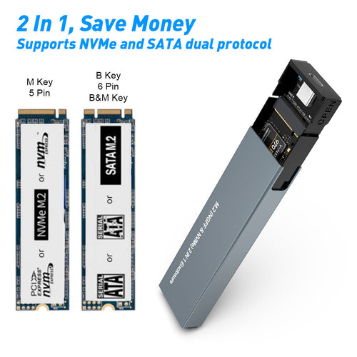 10Gbps Dual Protocol M.2 Hard Disk Enclosure NVME