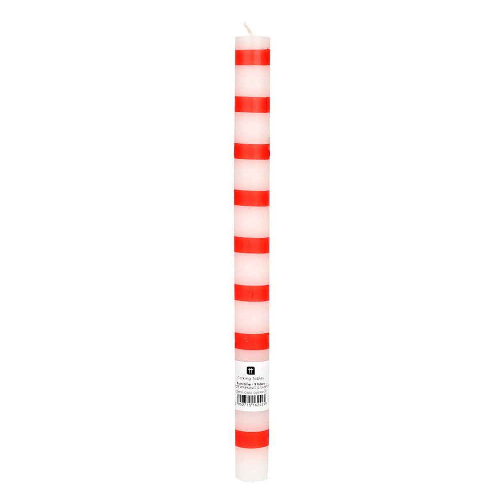 Red & White Striped Holiday Candle – Sold Individually