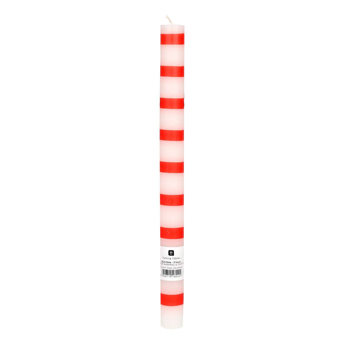 Red & White Striped Holiday Candle – Sold Individually