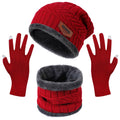Knit Beanie, Scarf & Touchscreen Gloves 3-Piece Set