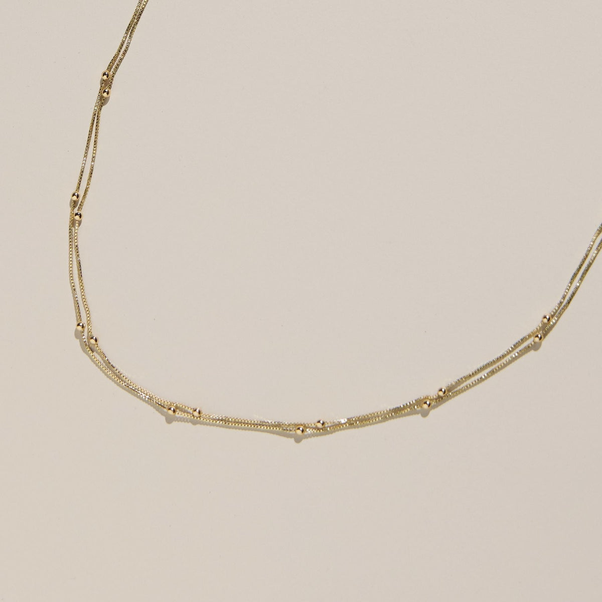 Gold waterproof double layer Saturn chain necklace