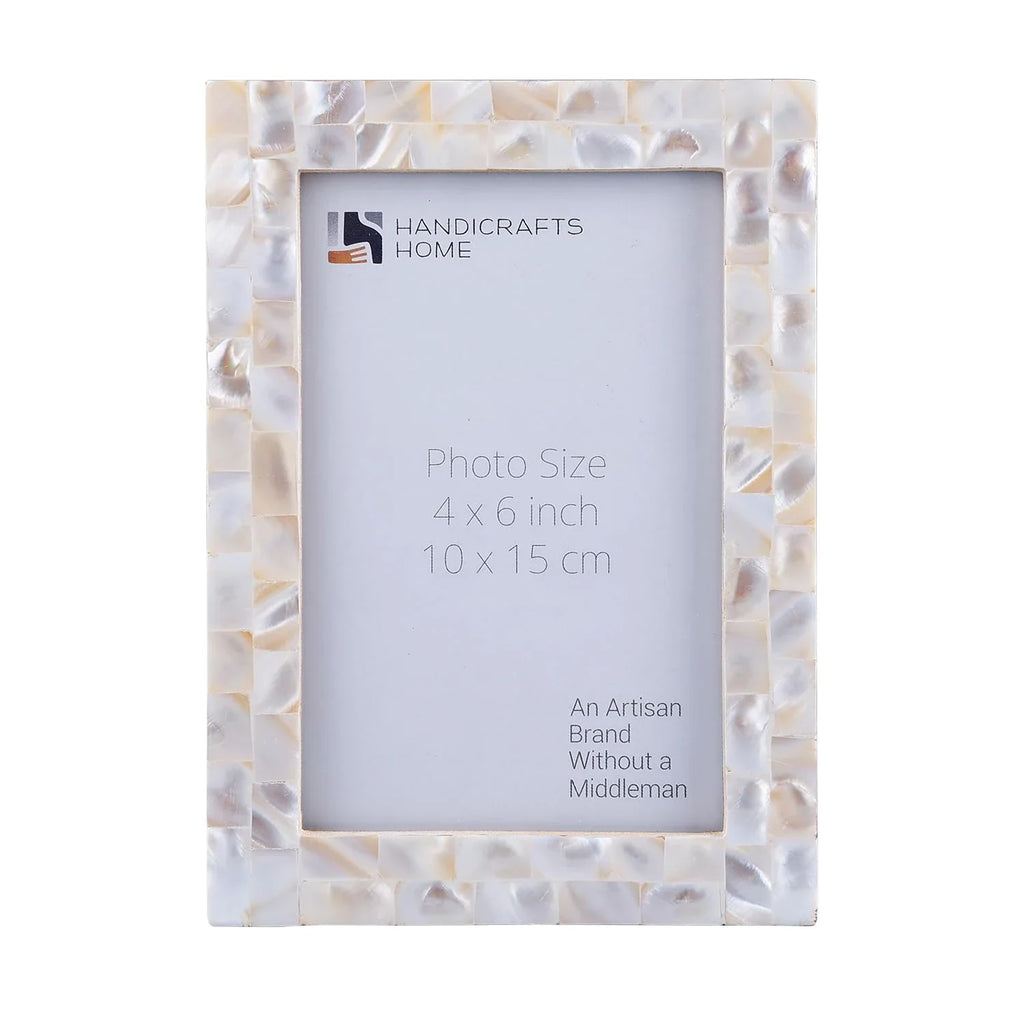 White mother of pearl inlay picture frame, 4x6, 5x7 and 8x10