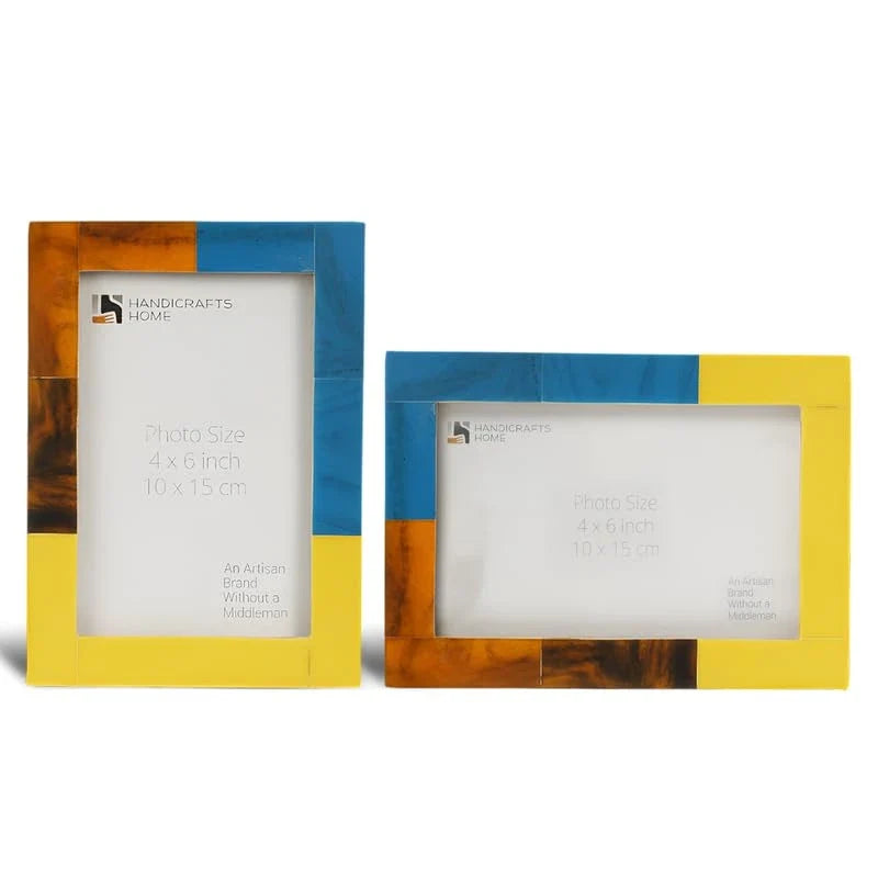 Mondrian walnut resin inlay picture frames, pack of 2