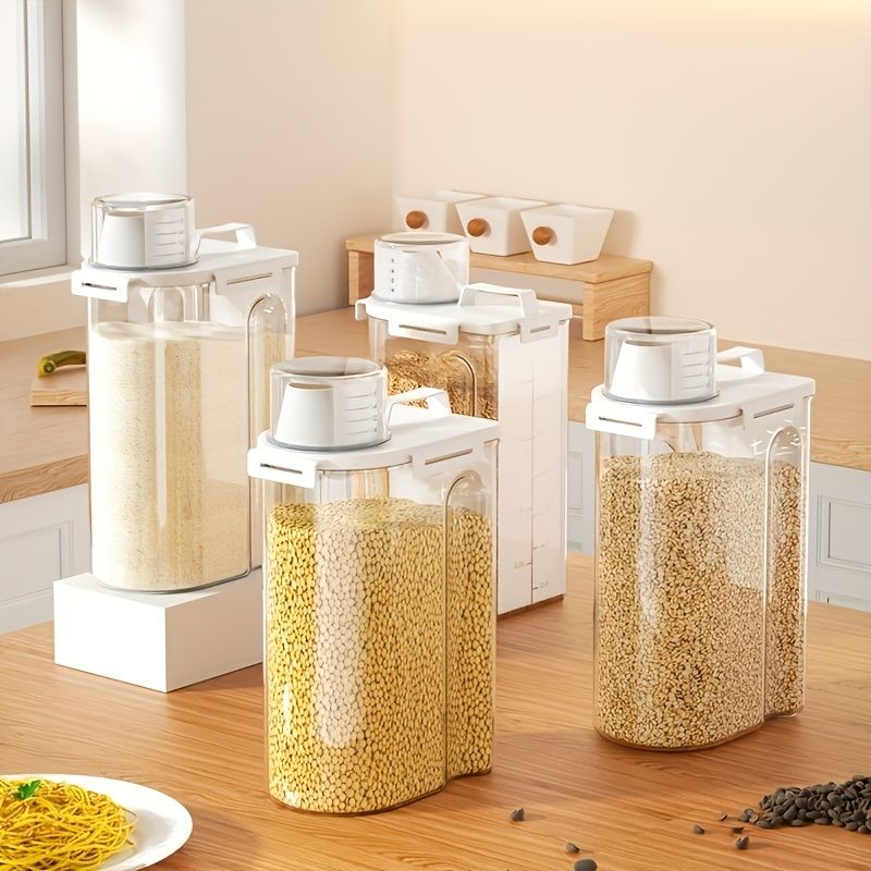 4-Piece Sealed Grain Storage Container Set with Pouring Port