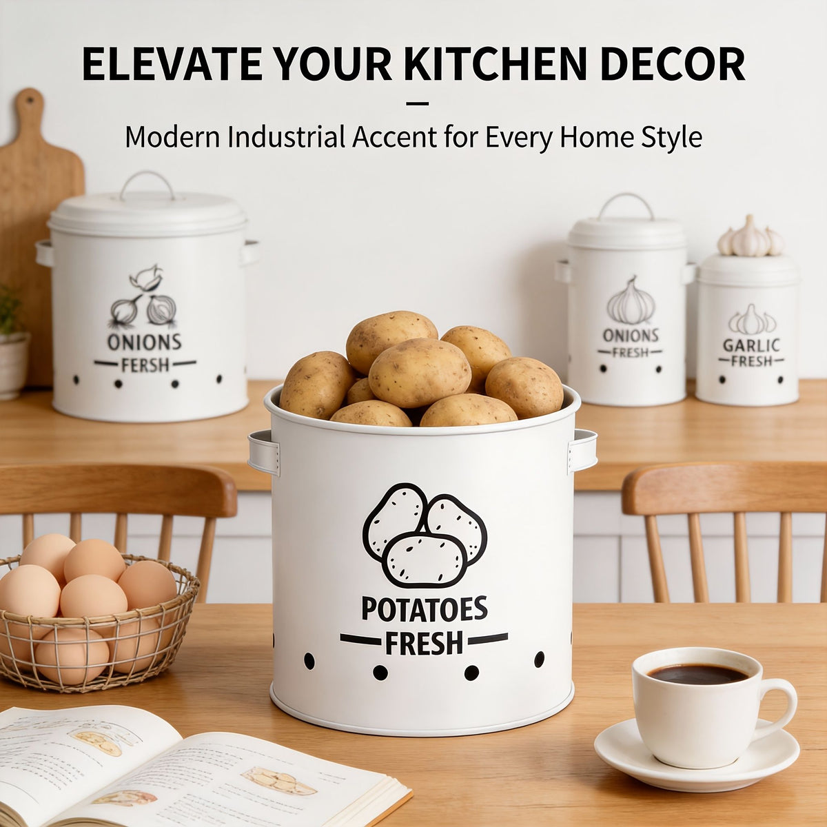 3-Piece Metal Vegetable Storage Set with Lids