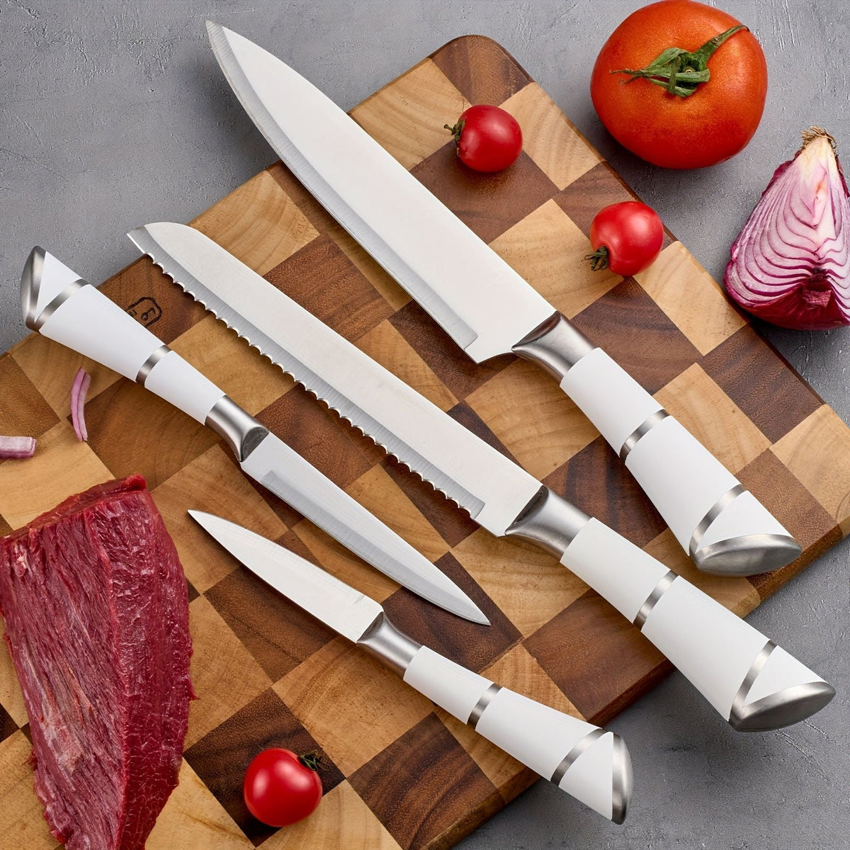 9 Piece Kitchen Knife Set with Built-In Sharpener Block