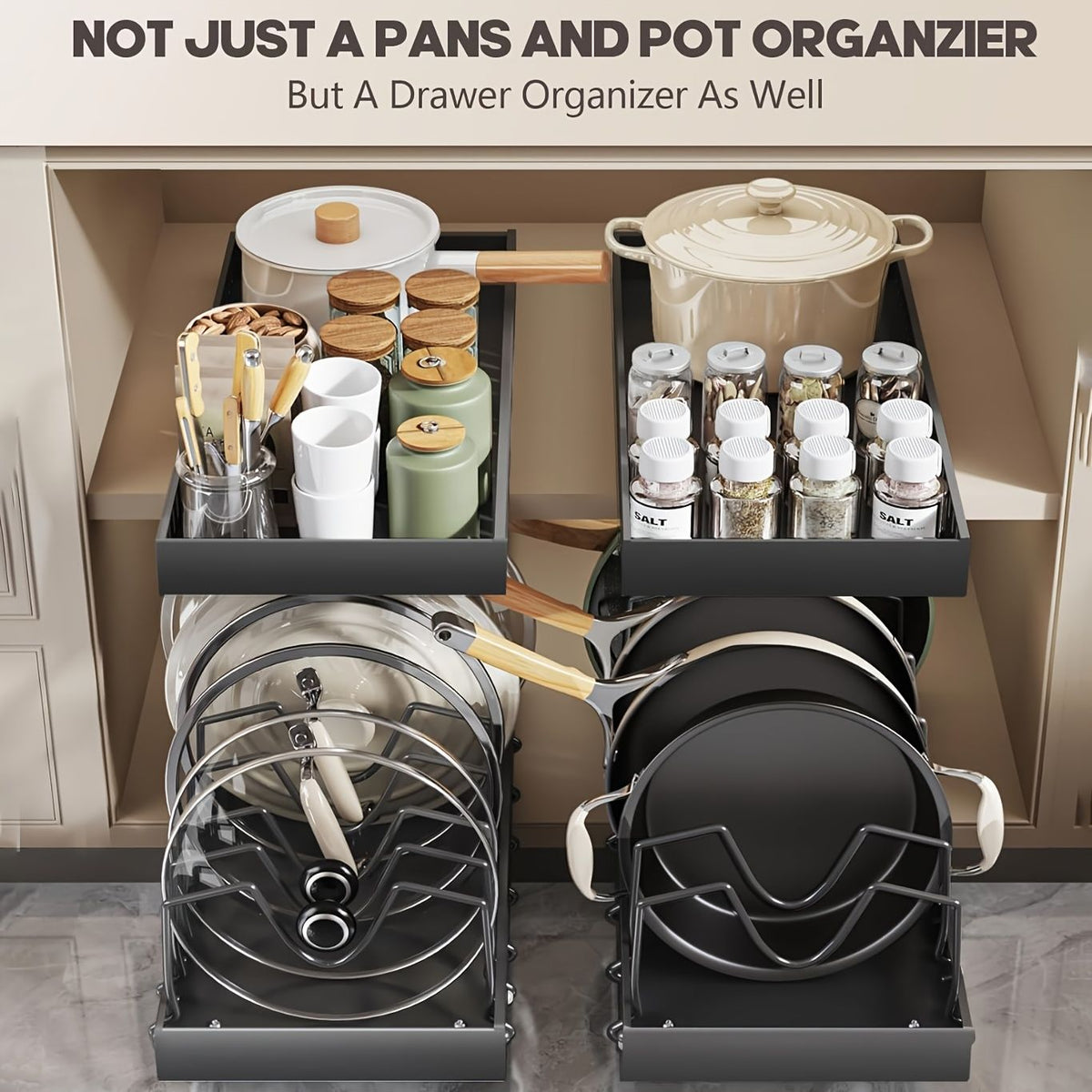 Sliding Lid Pull-Out Pot and Pan Storage Box