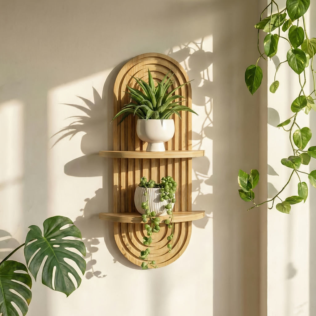 2-Tier Floating Wall Shelf Planter Holder