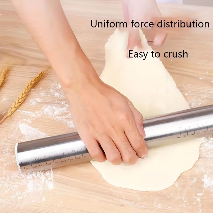 Adjustable Stainless Steel Rolling Pin with Thickness Guide
