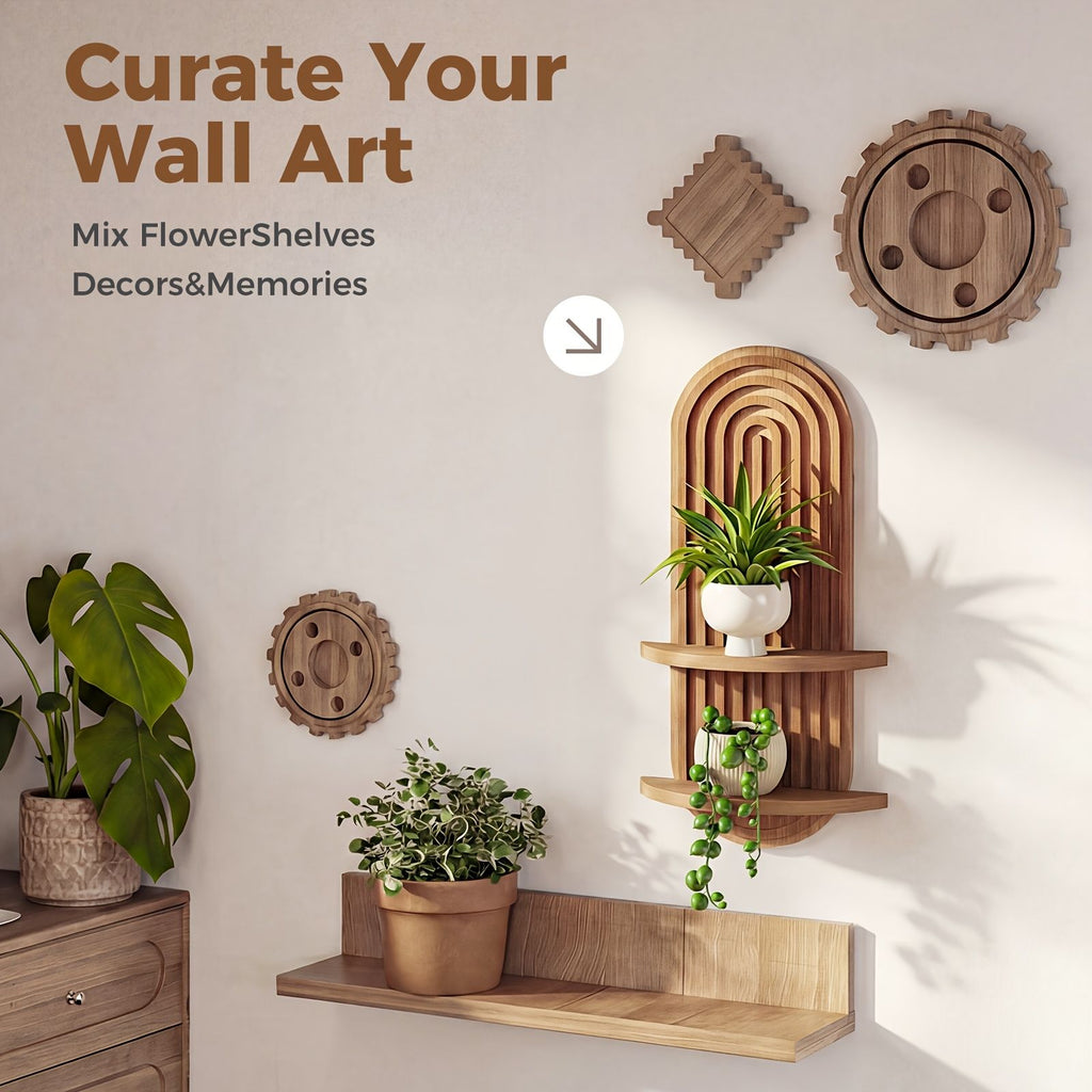2-Tier Floating Wall Shelf Planter Holder