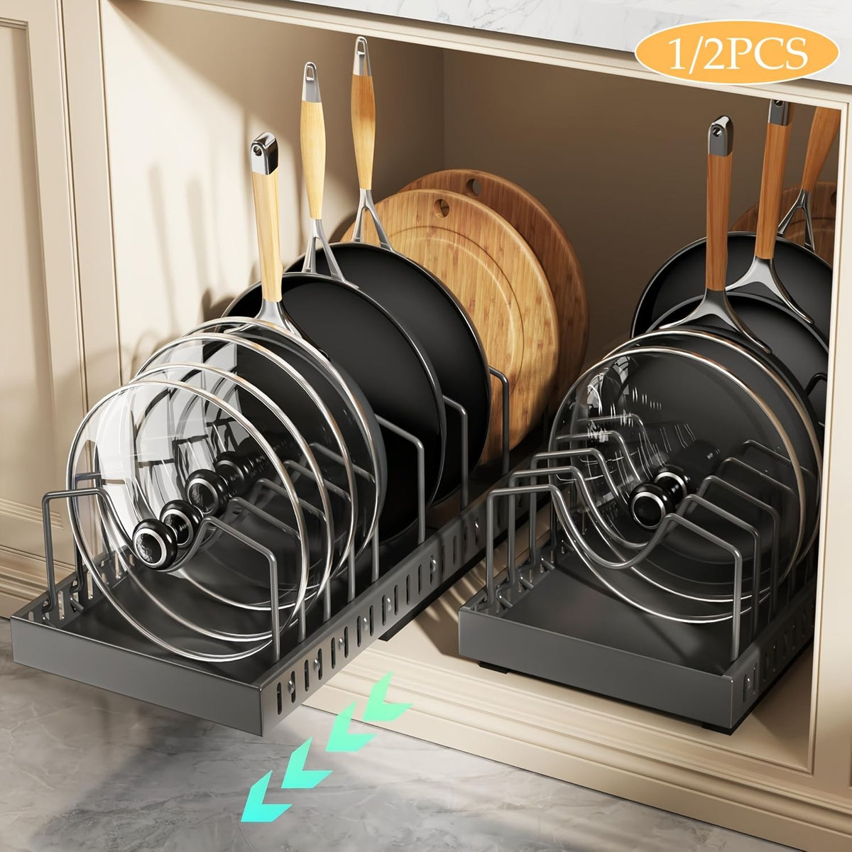 Sliding Lid Pull-Out Pot and Pan Storage Box