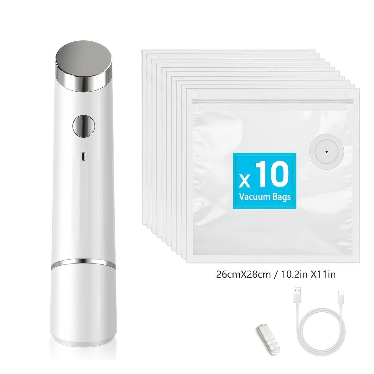 USB Rechargeable Food Vacuum Sealer with 10 Bags