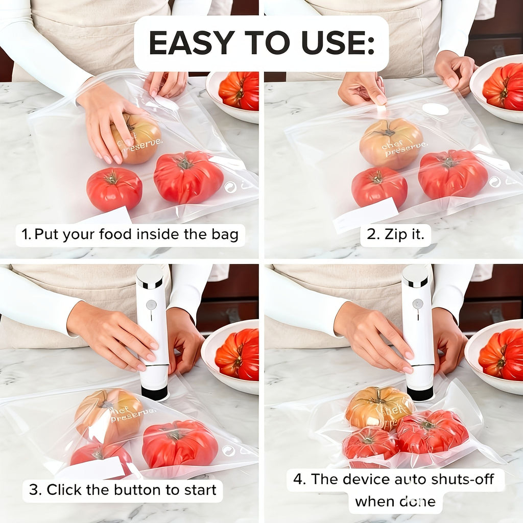 USB Rechargeable Food Vacuum Sealer with 10 Bags