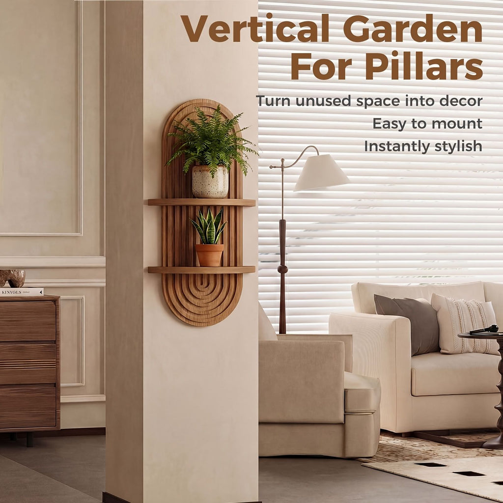 2-Tier Floating Wall Shelf Planter Holder