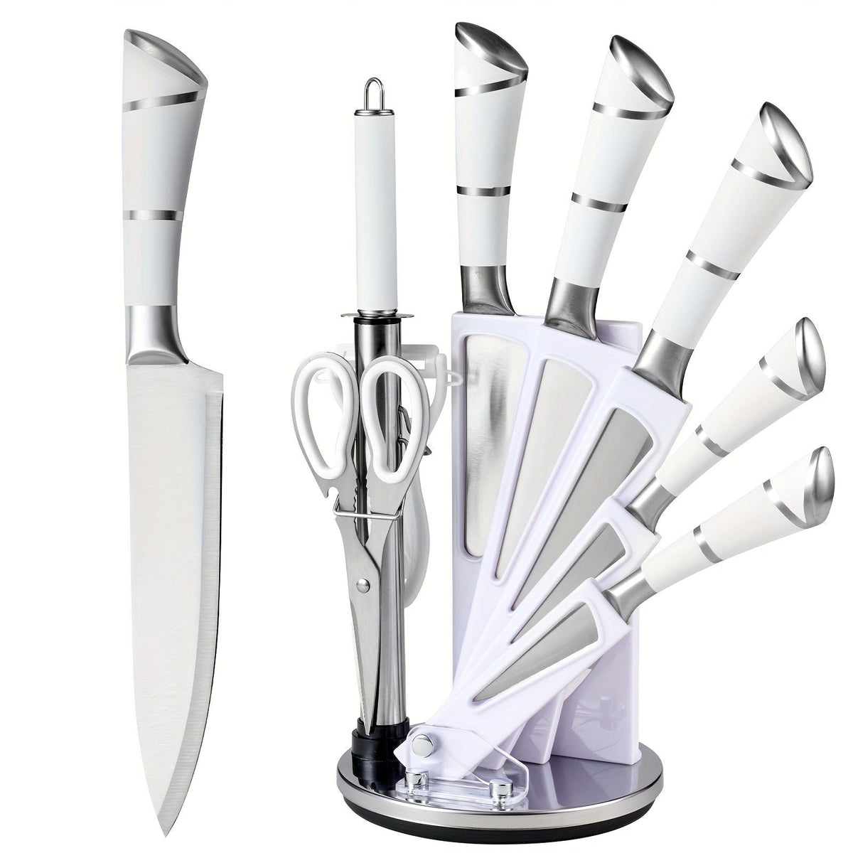 9 Piece Kitchen Knife Set with Built-In Sharpener Block