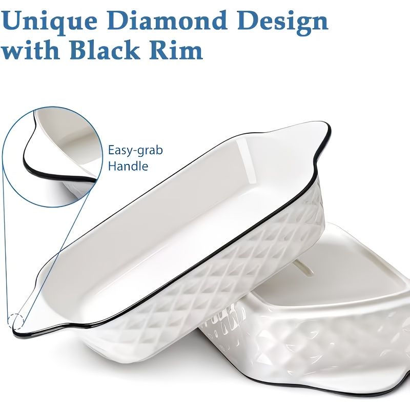 Rectangular Ceramic Baking Dishes Diamond Pattern