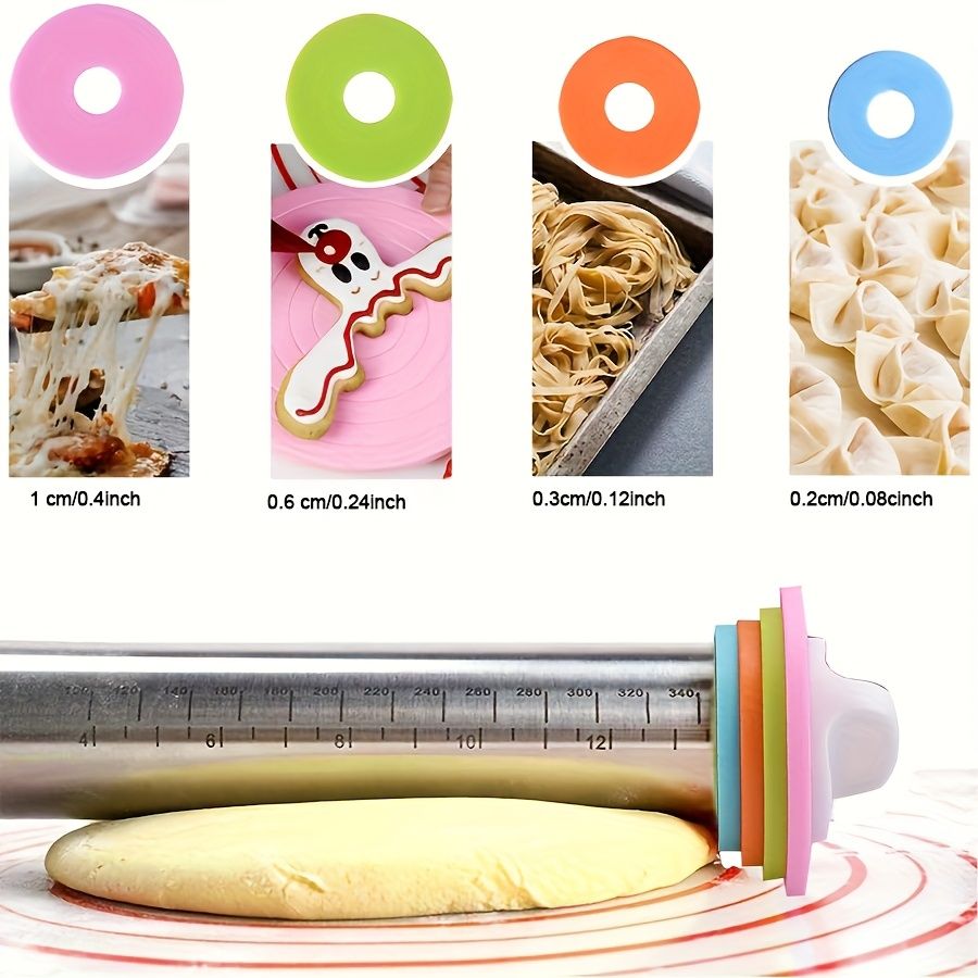 Adjustable Stainless Steel Rolling Pin with Thickness Guide