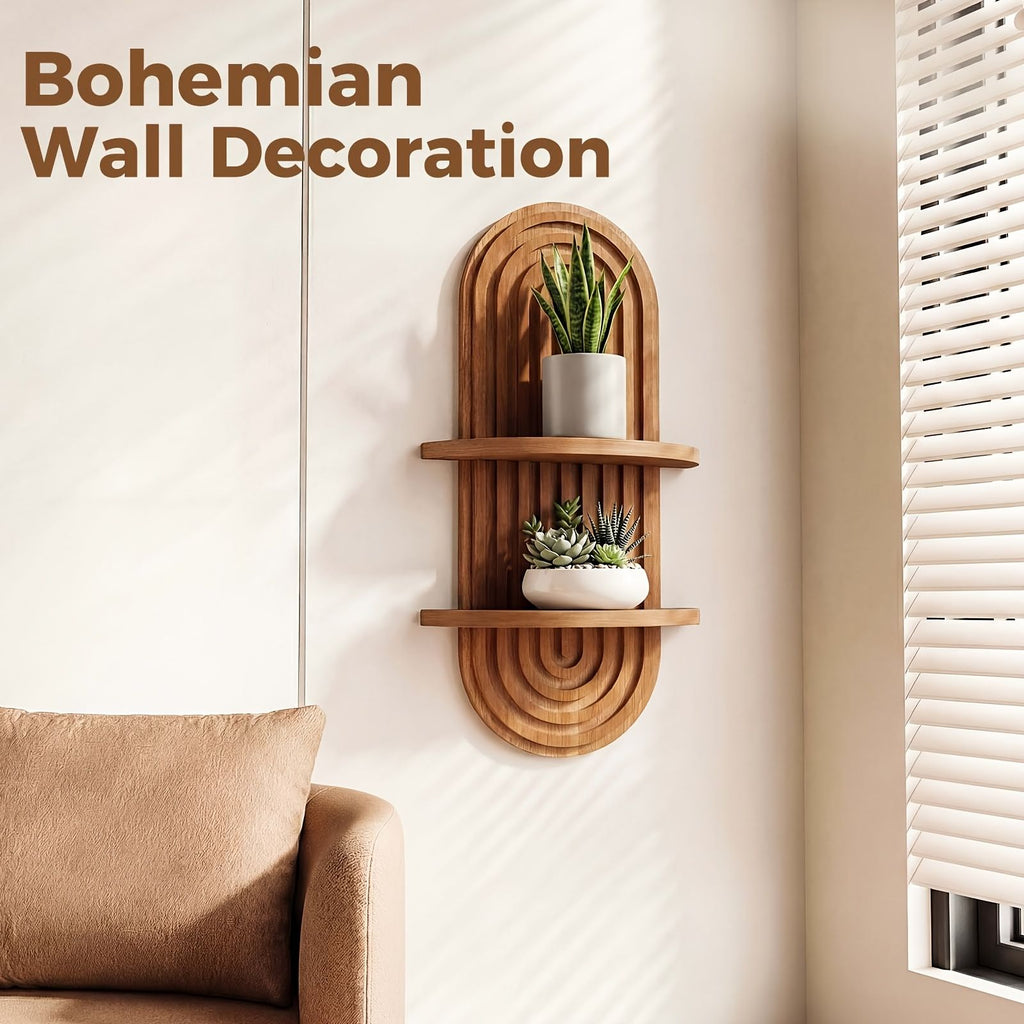 2-Tier Floating Wall Shelf Planter Holder