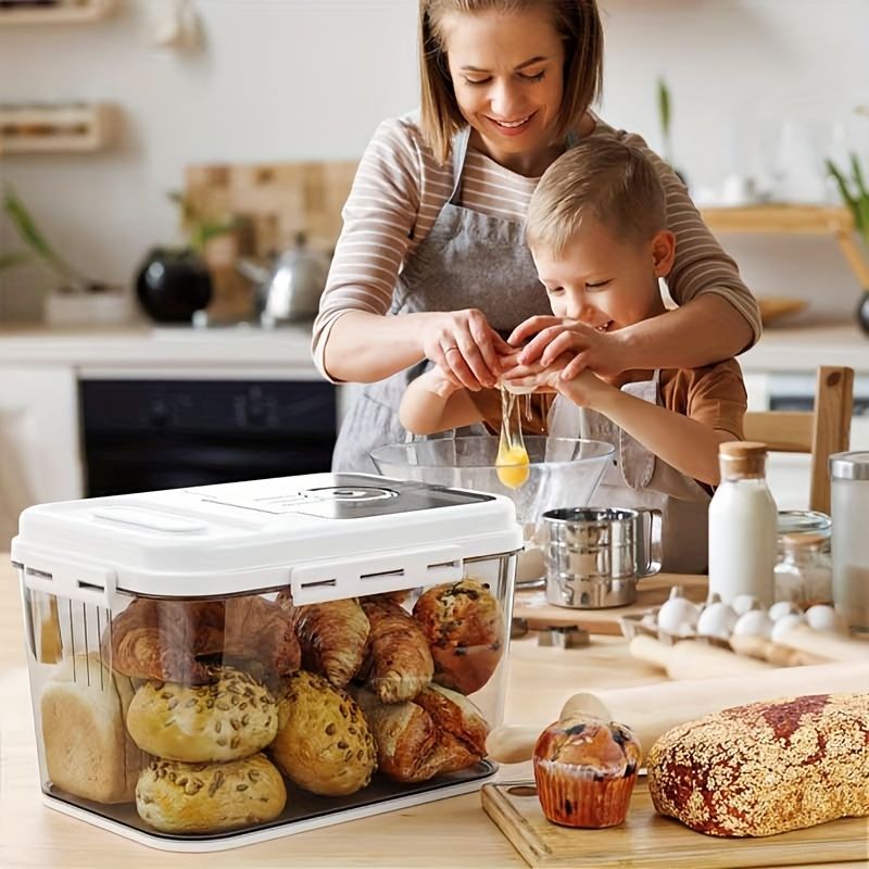 Airtight Bread Box with Time Recording Lid