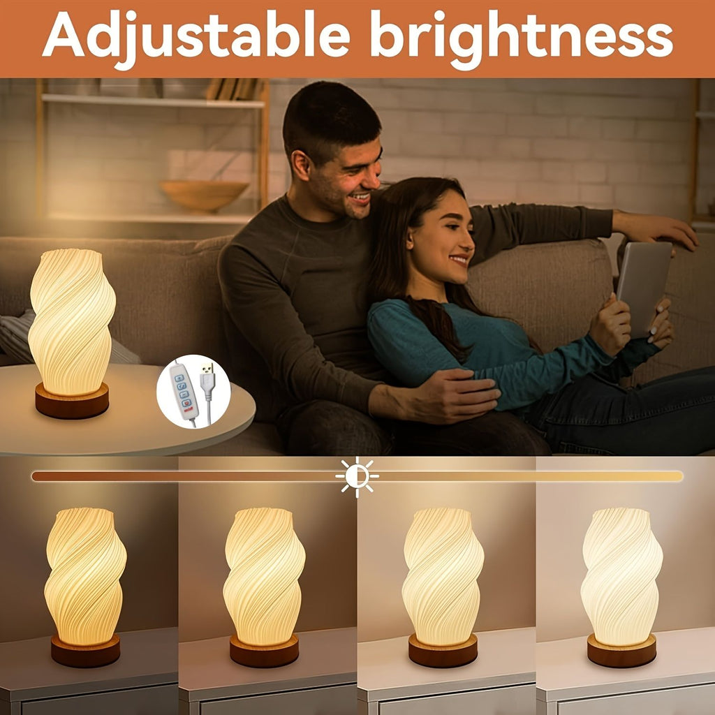 3D Printed Vase Night Light with Wooden Base