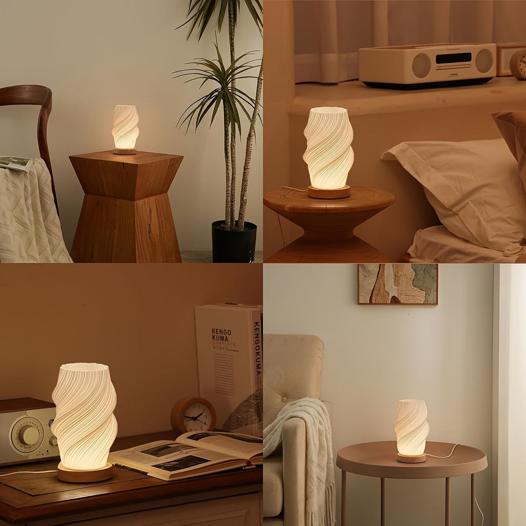 3D Printed Vase Night Light with Wooden Base