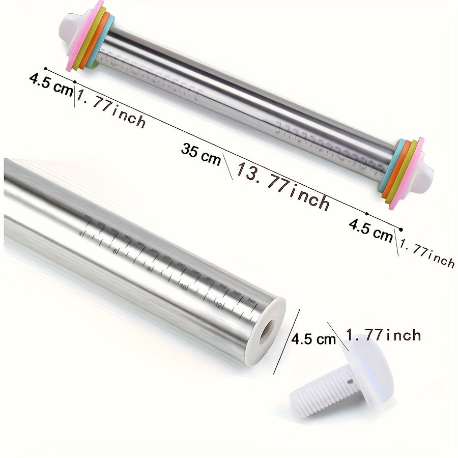 Adjustable Stainless Steel Rolling Pin with Thickness Guide
