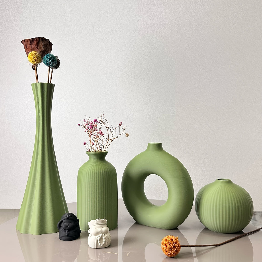 Olive Green Artistic Dried Flower Vase Set
