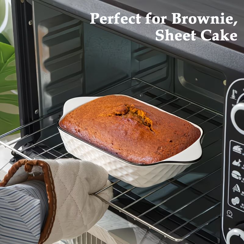 Rectangular Ceramic Baking Dishes Diamond Pattern