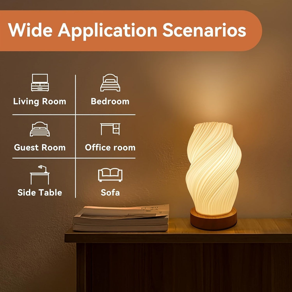 3D Printed Vase Night Light with Wooden Base