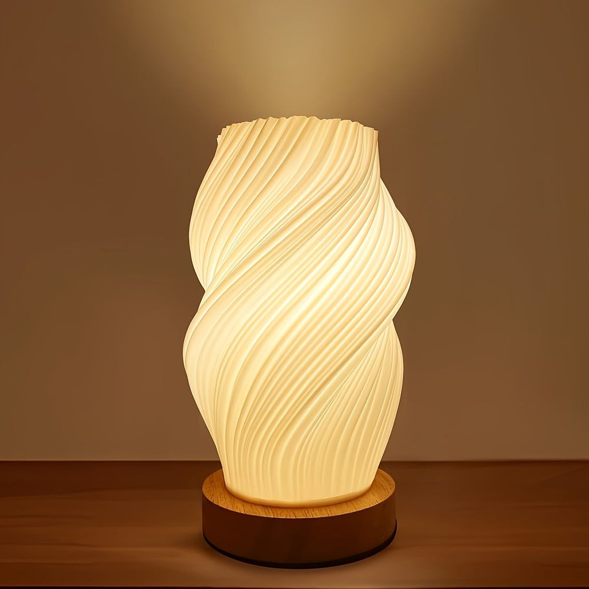 3D Printed Vase Night Light with Wooden Base