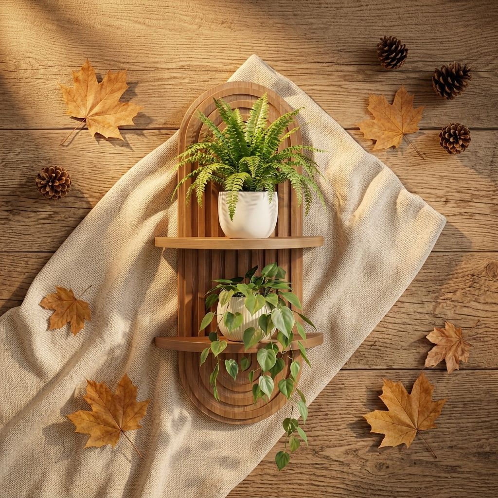 2-Tier Floating Wall Shelf Planter Holder