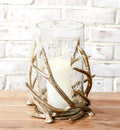 10" Gold Antler Hurricane Glass