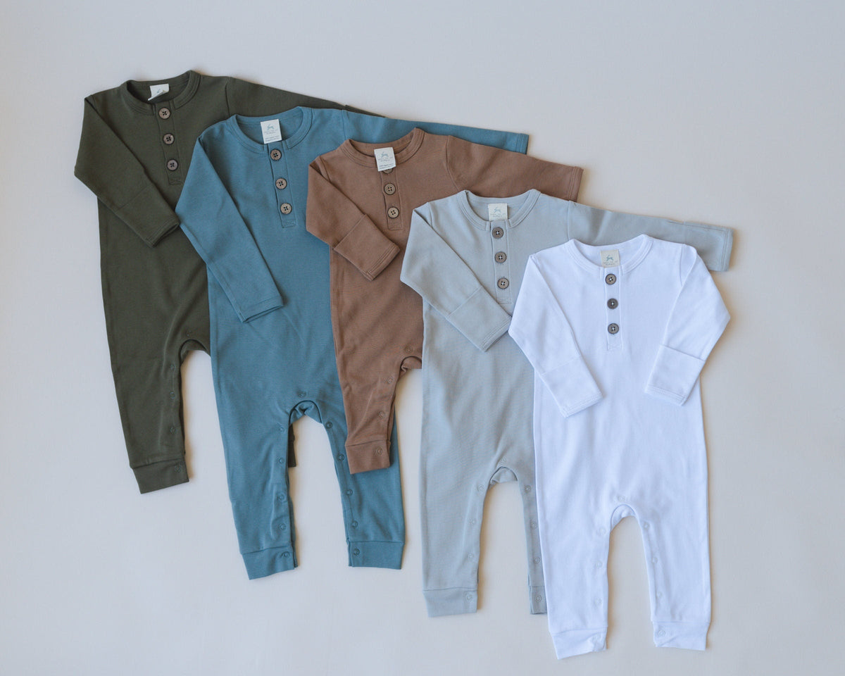 Organic Cotton Baby Henley Romper