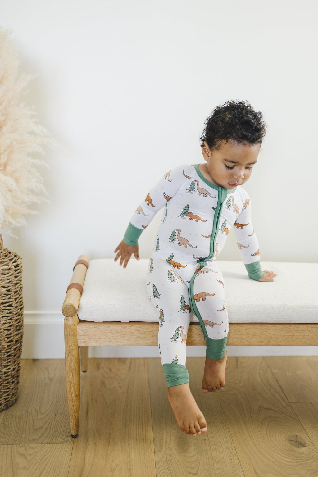 Christmas Tree-Rex Dino Bamboo Baby Zip Romper