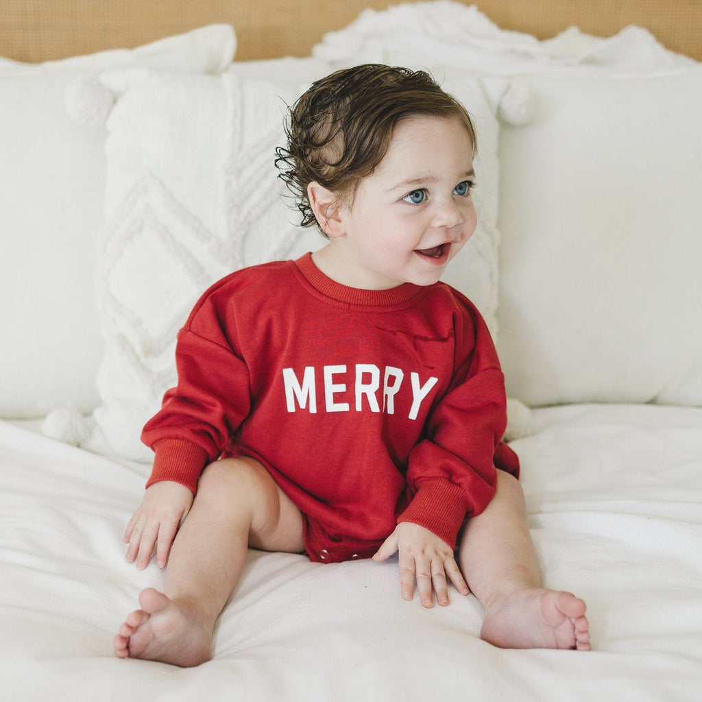 Merry Christmas Baby Sweatshirt Romper