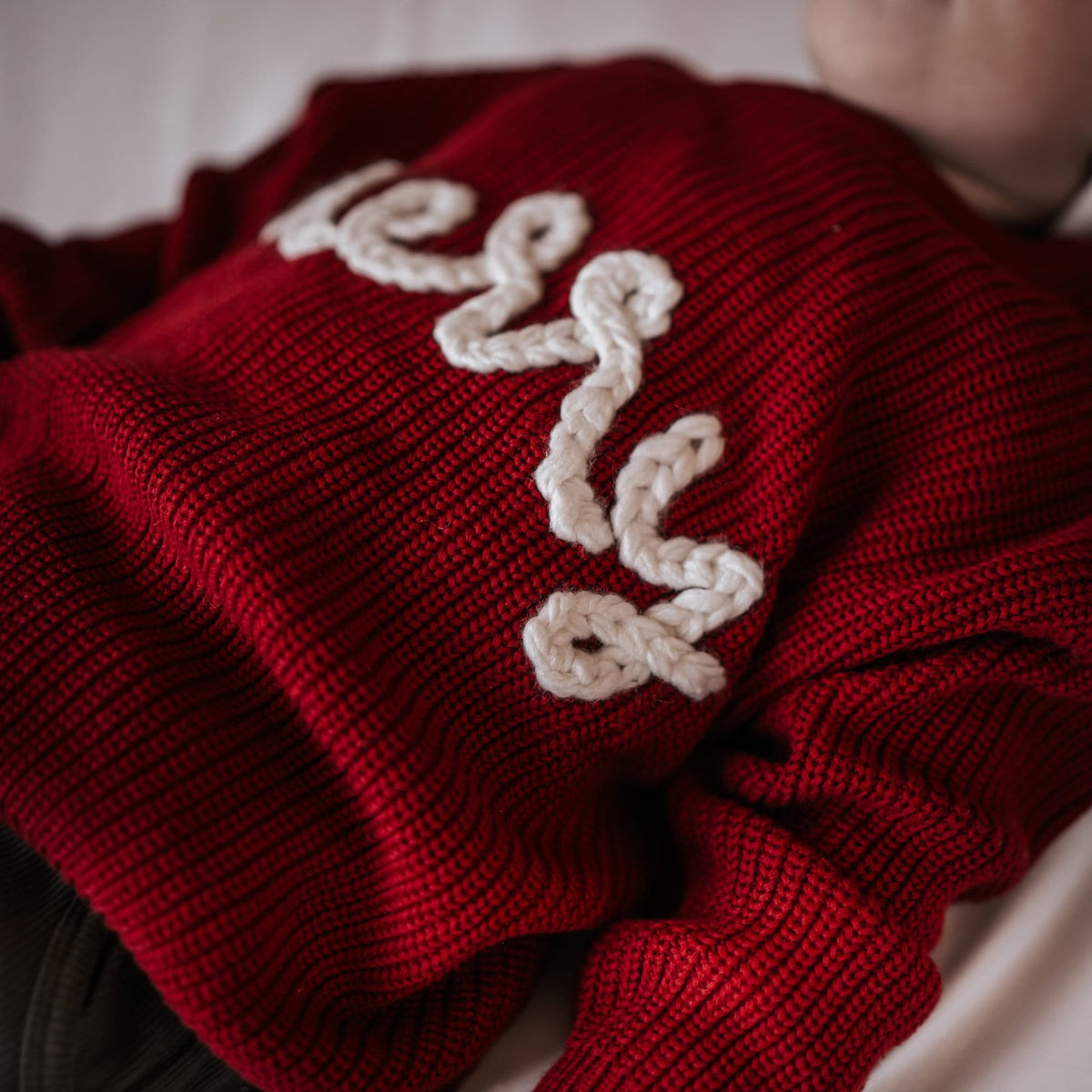 Merry Hand-Embroidered Christmas Baby Sweater