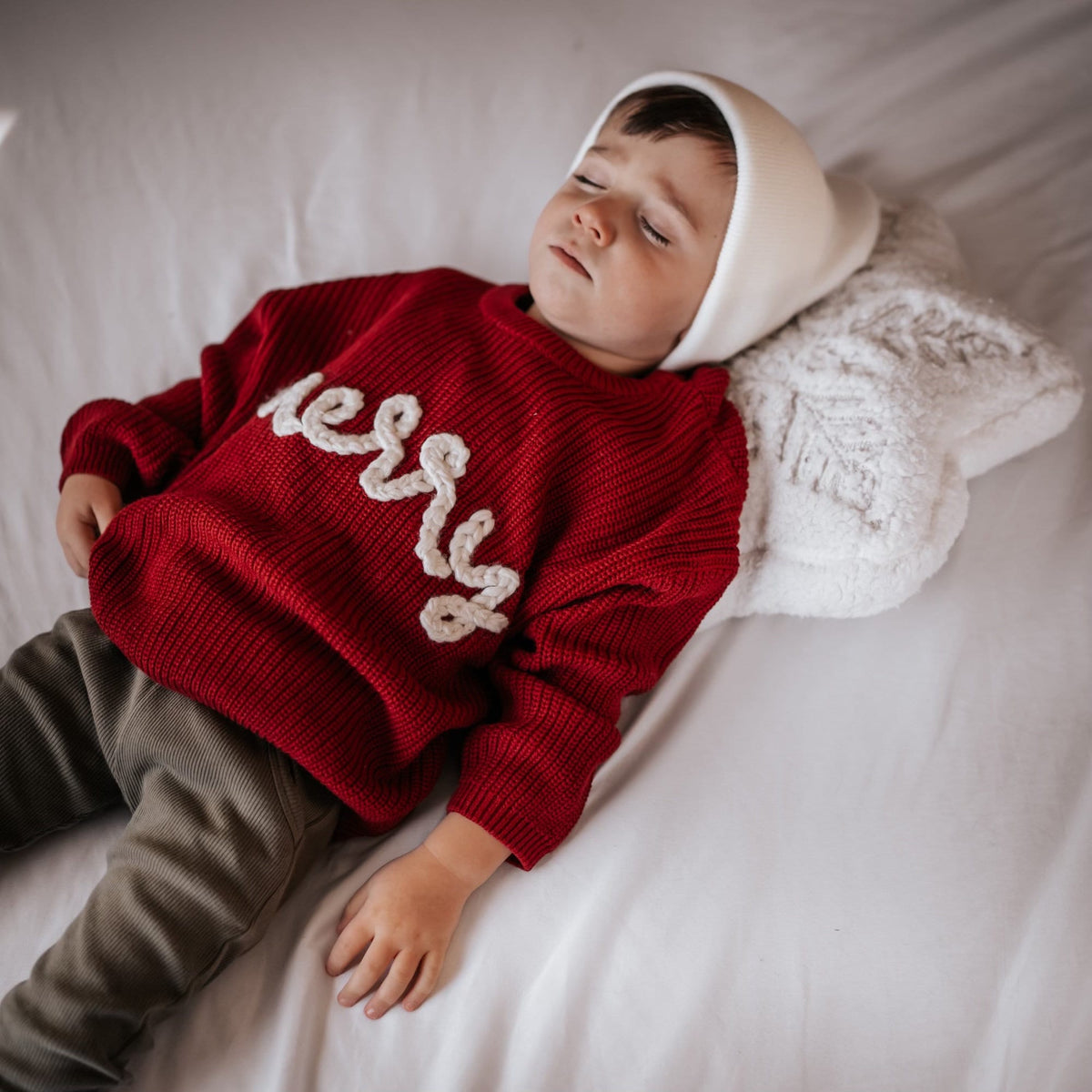 Merry Hand-Embroidered Christmas Baby Sweater